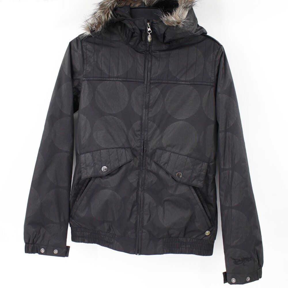 Burton ski jacket women's XS commuter jacket mp3 hooded full zip Geometric print